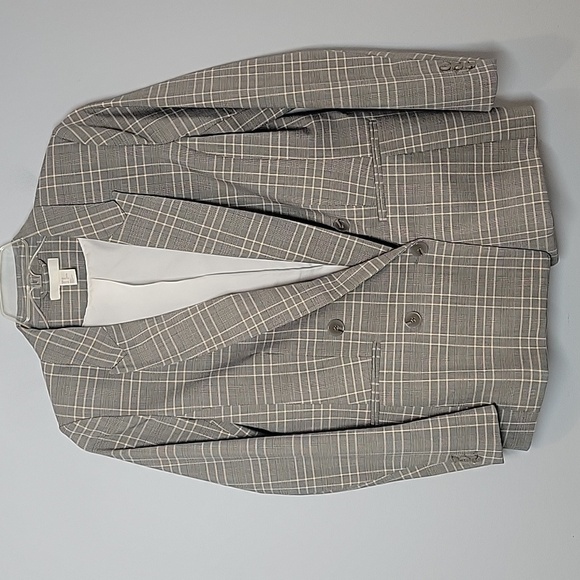 H&M double breasted Gray plaid blazer - Picture 5 of 8
